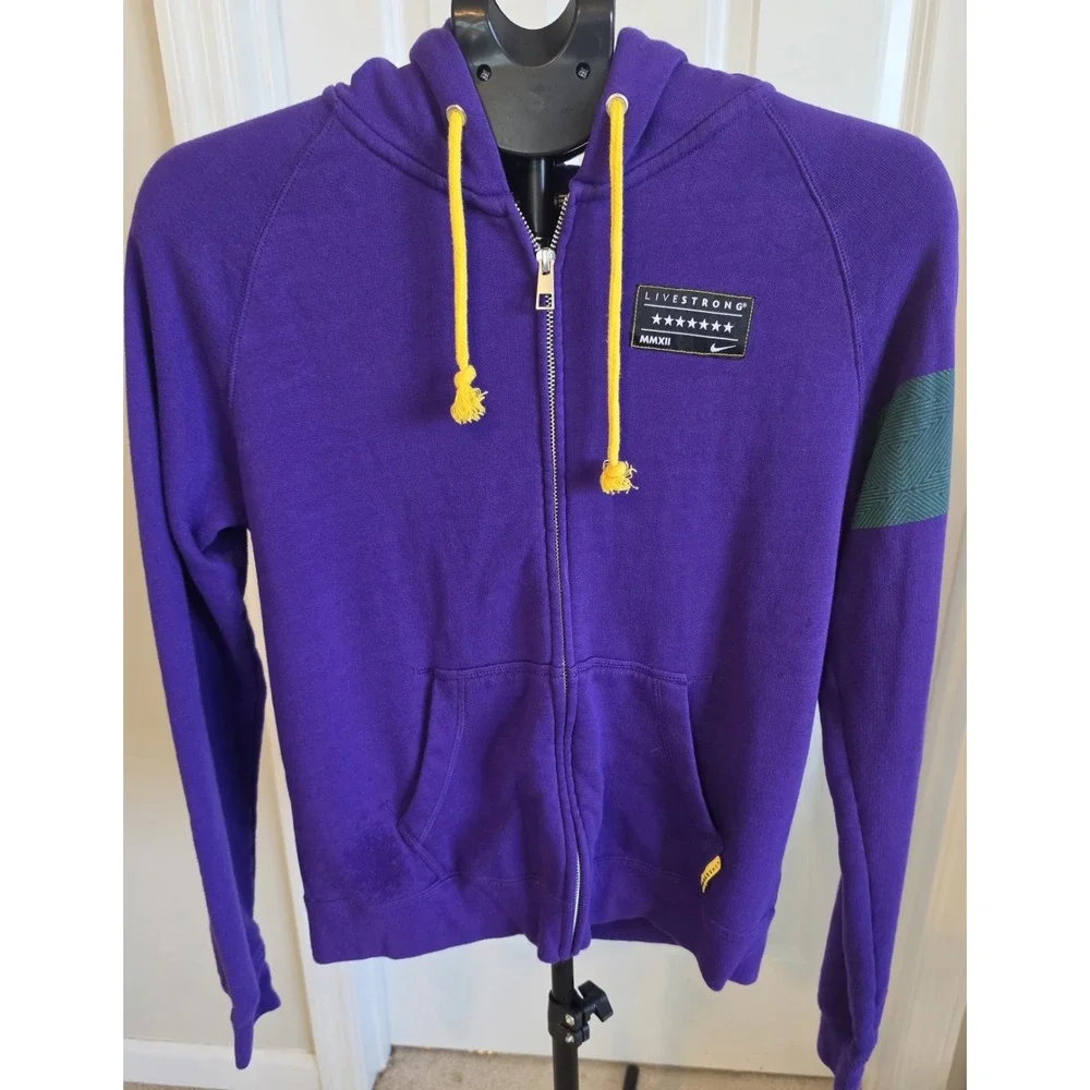Nike LIVESTRONG Therma-FIT Full Zip Hoodie Women's M Purple Yellow 2012 MMXII